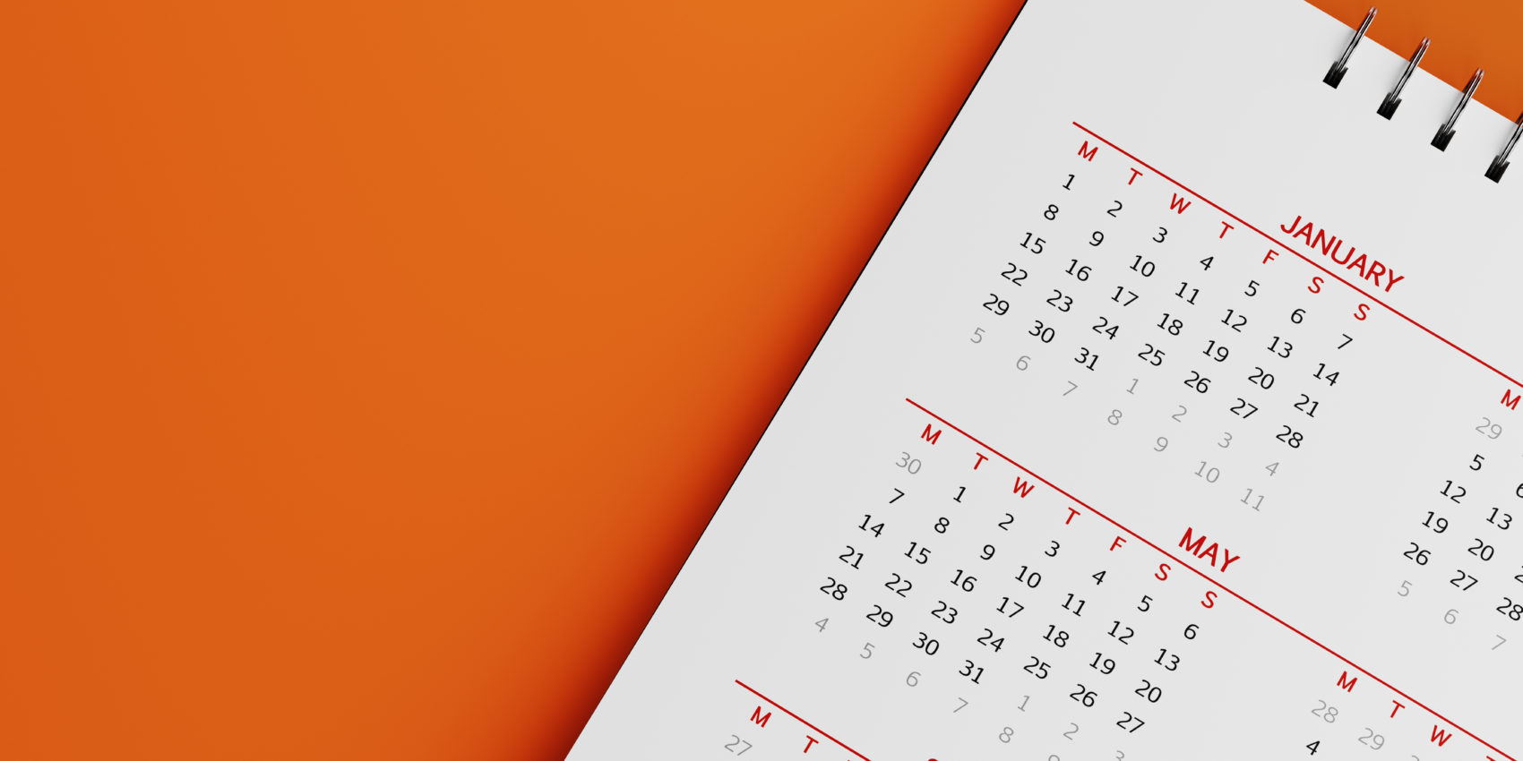 White Calendar On Orange Background