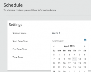 Using a calendar to schedule an online survey with Echo360Point web