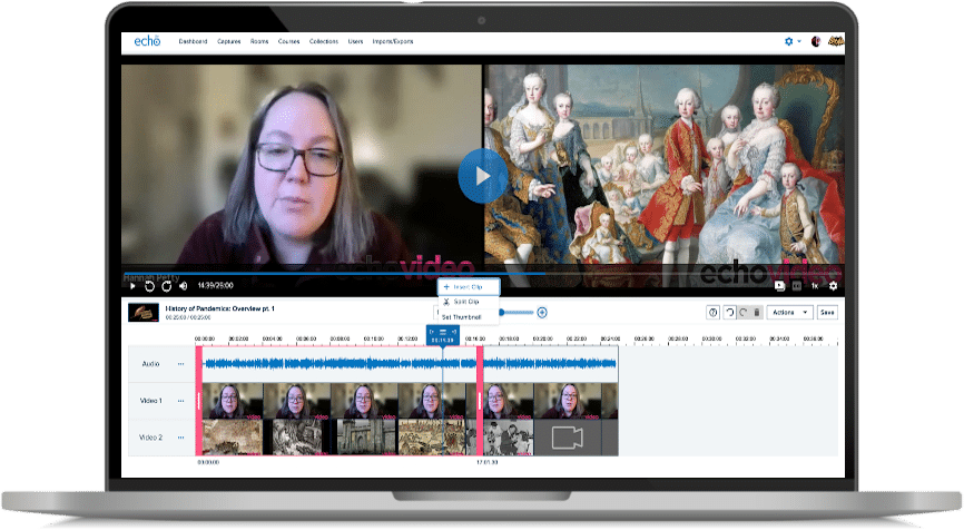 Splicing new content into recorded lecture with EchoVideo