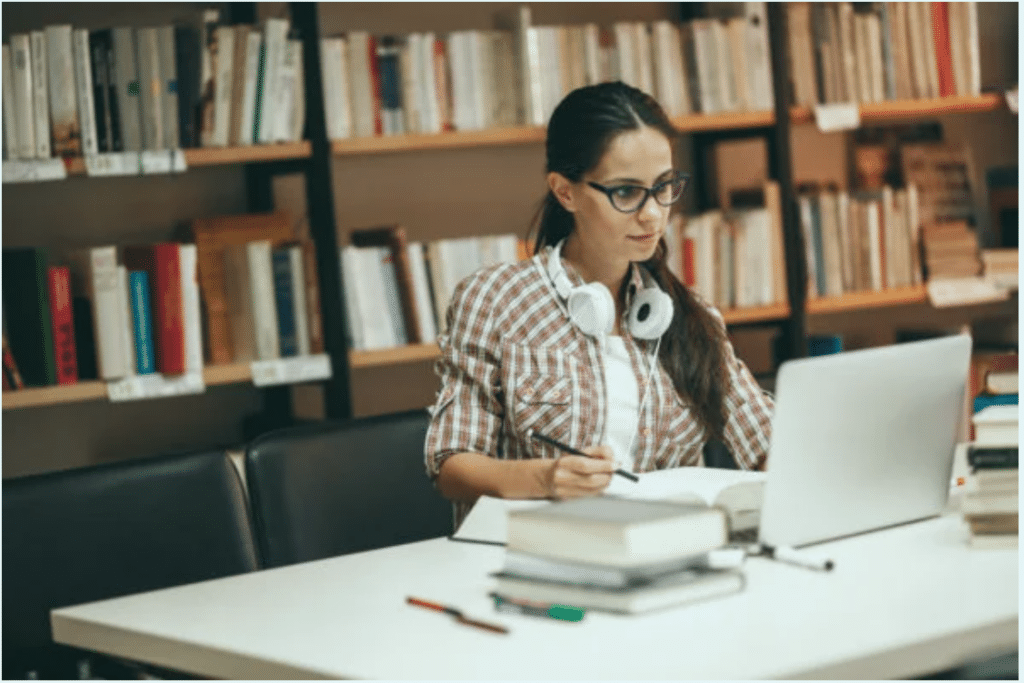 woman on laptop classroom