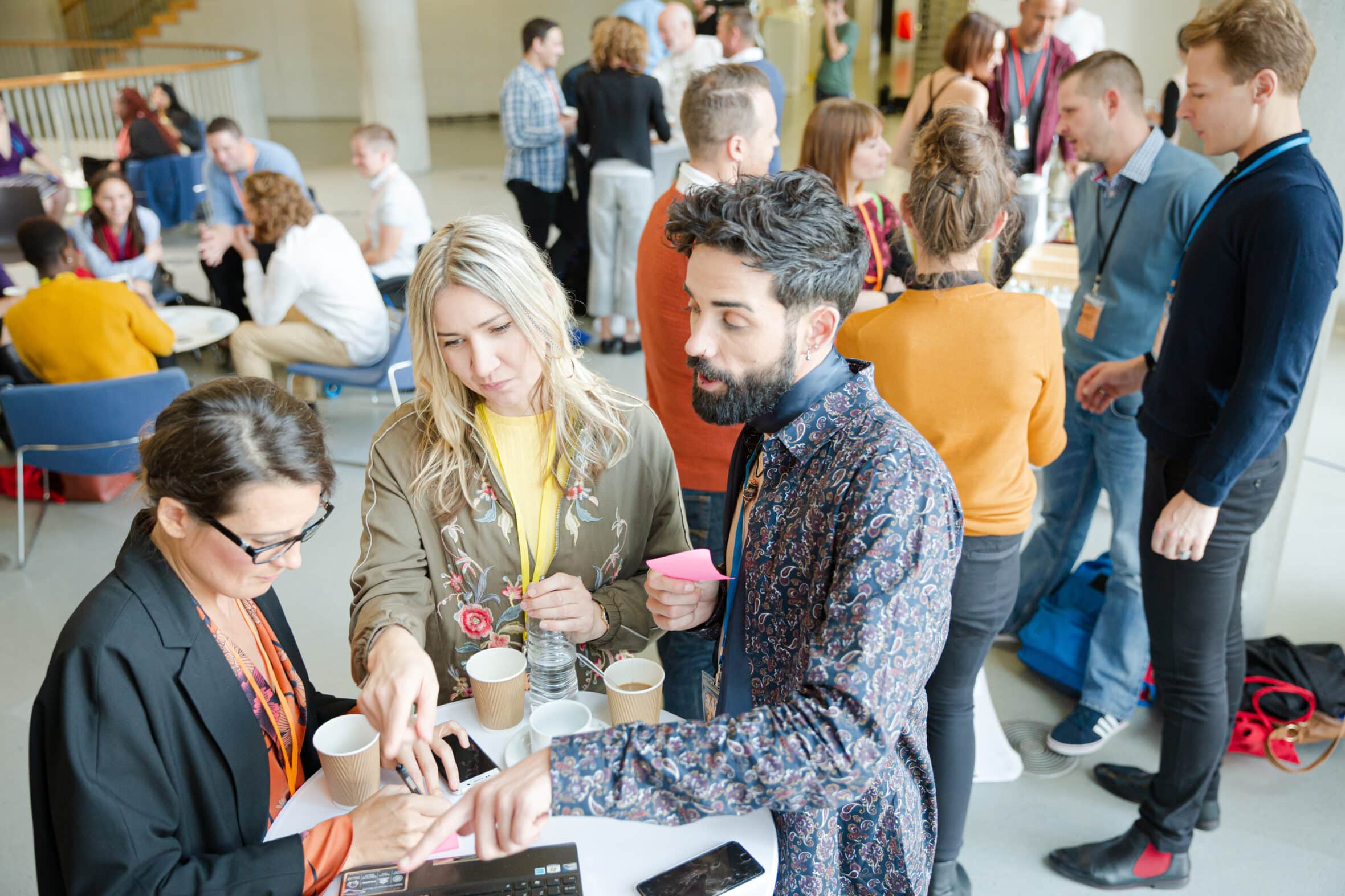 People talking during conference break