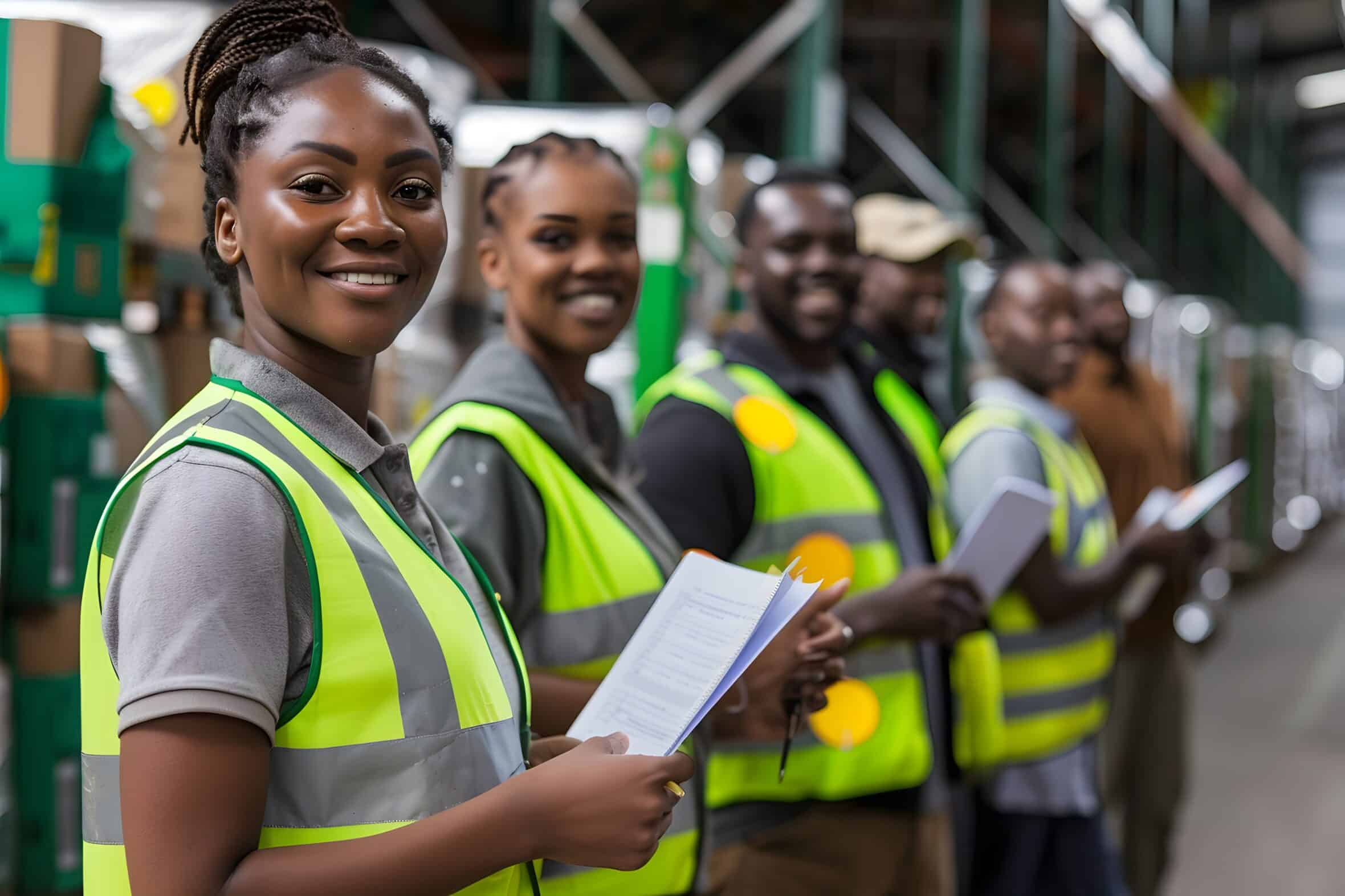 Warehouse Workers Team Safety Vest Logistics Distribution Industry