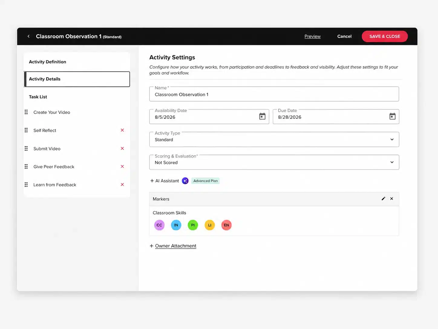 GR Simpler Activity Creation